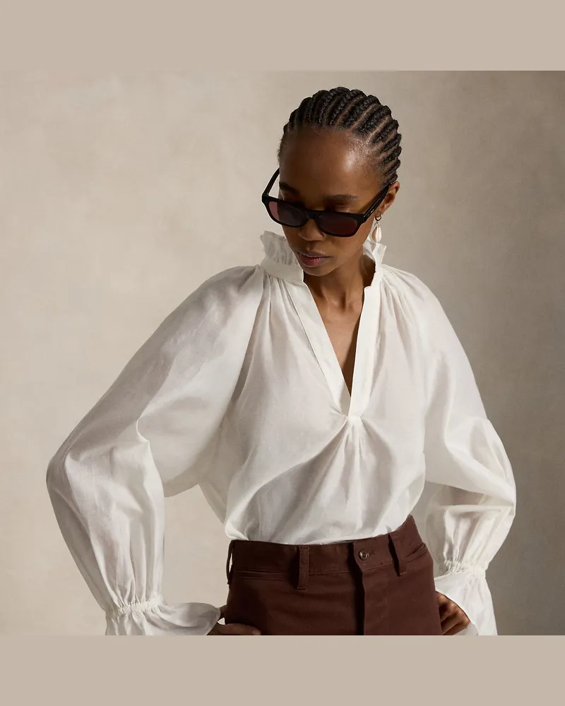 Ralph Lauren Hemd aus Baumwoll-Seiden-Organdy White