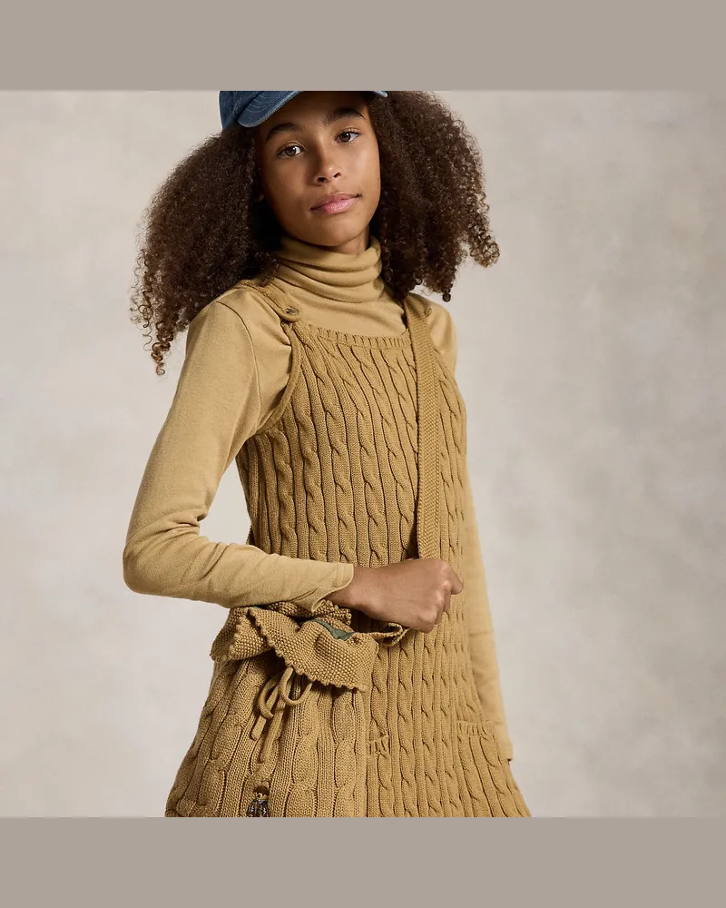 Ralph Lauren Tasche mit Zopfmuster und Polo Bear Tan