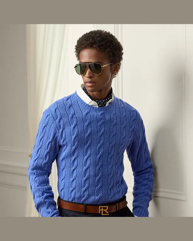 Ralph Lauren Kaschmirpullover mit Zopfmuster Blue