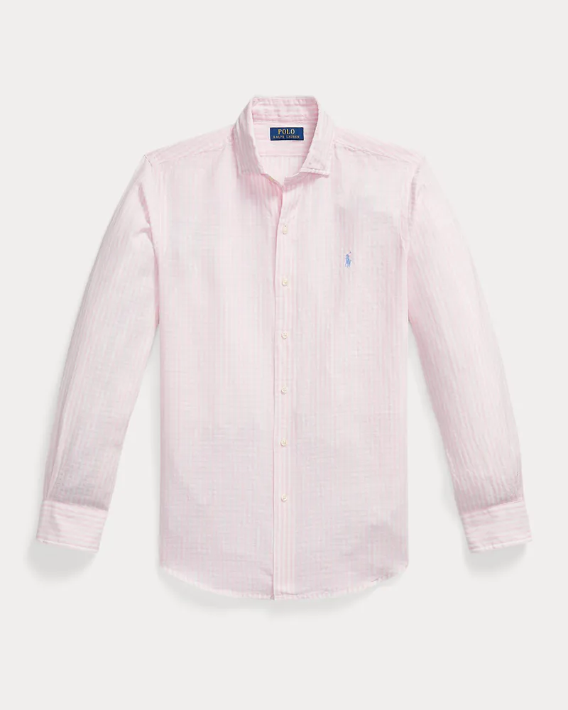 Ralph Lauren Custom-Fit Seersucker-Hemd mit Streifen Pink