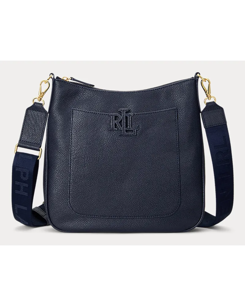 Ralph Lauren Große Narbenleder-Umhängetasche Cameryn Blue