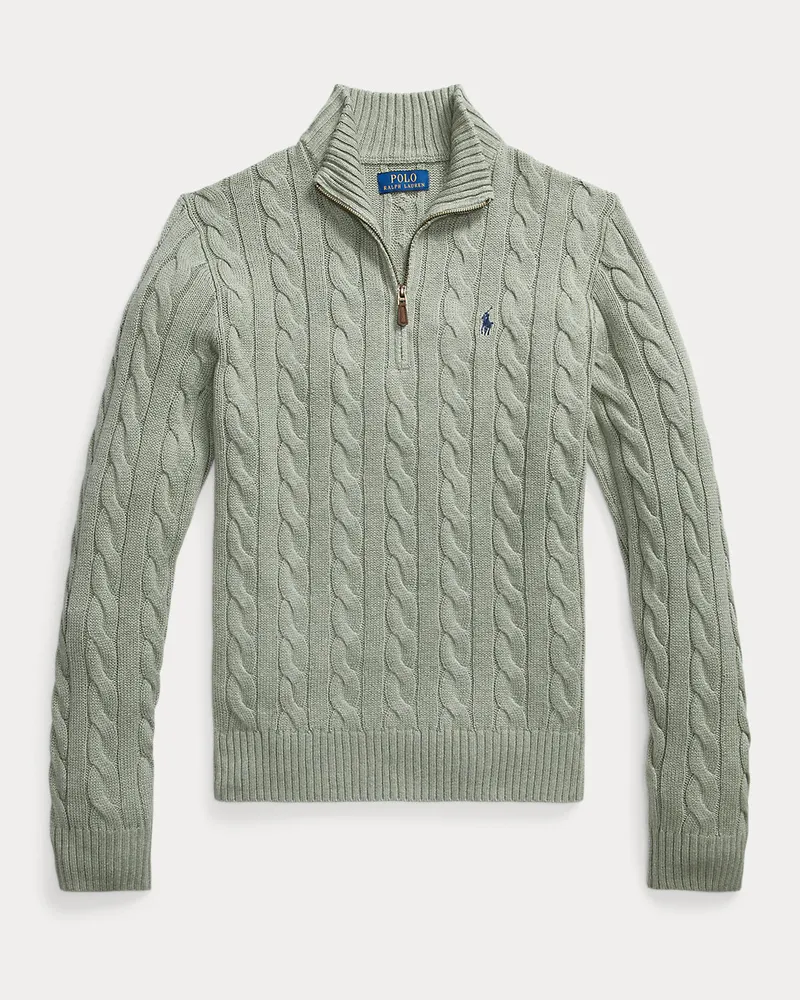 Ralph Lauren Baumwollpullover mit Zopfmuster Green