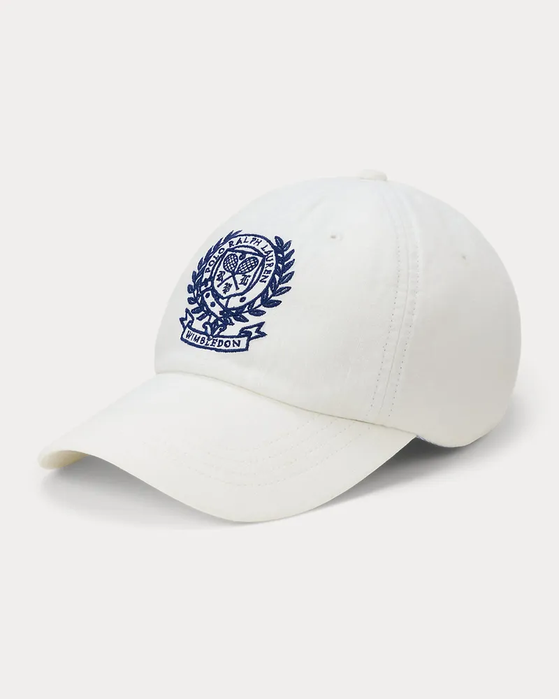 Ralph Lauren Leinenkappe Wimbledon mit Wappen White