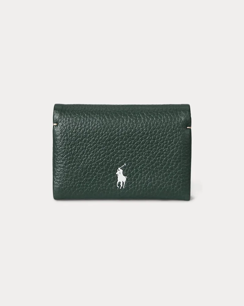 Ralph Lauren Lederkartenetui Polo Play mit Druckknopf Green