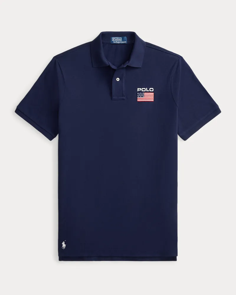 Ralph Lauren Classic-Fit Mesh-Poloshirt mit Flagge Blue