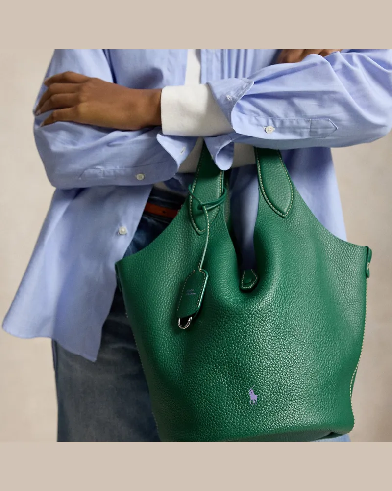 Ralph Lauren Ledertragetasche Polo Play Green