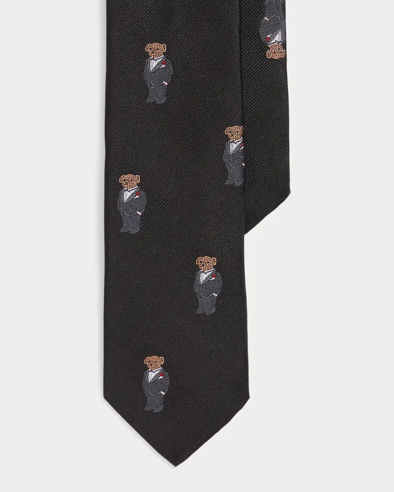 Ralph Lauren Seidenkrawatte mit Polo Bear Black