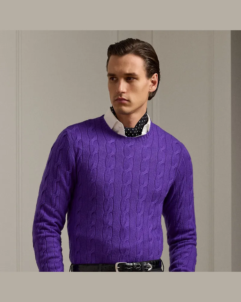 Ralph Lauren Kaschmirpullover mit Zopfmuster Purple