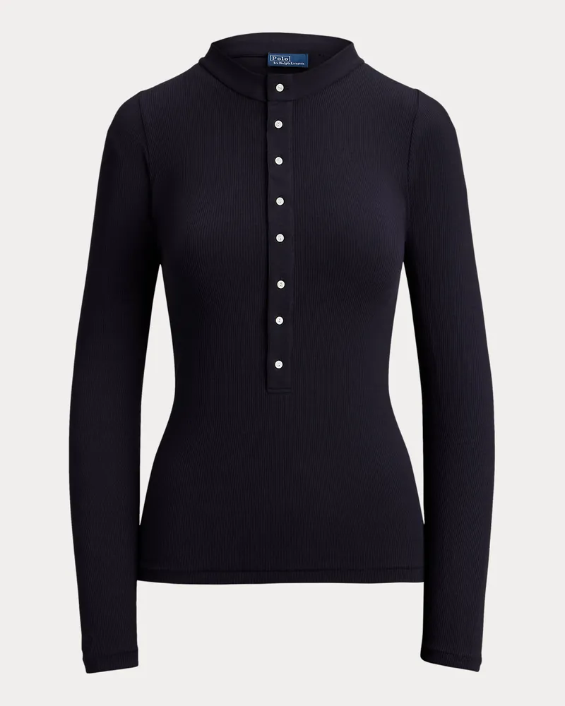 Ralph Lauren Geripptes Henley aus Baumwolle Blue