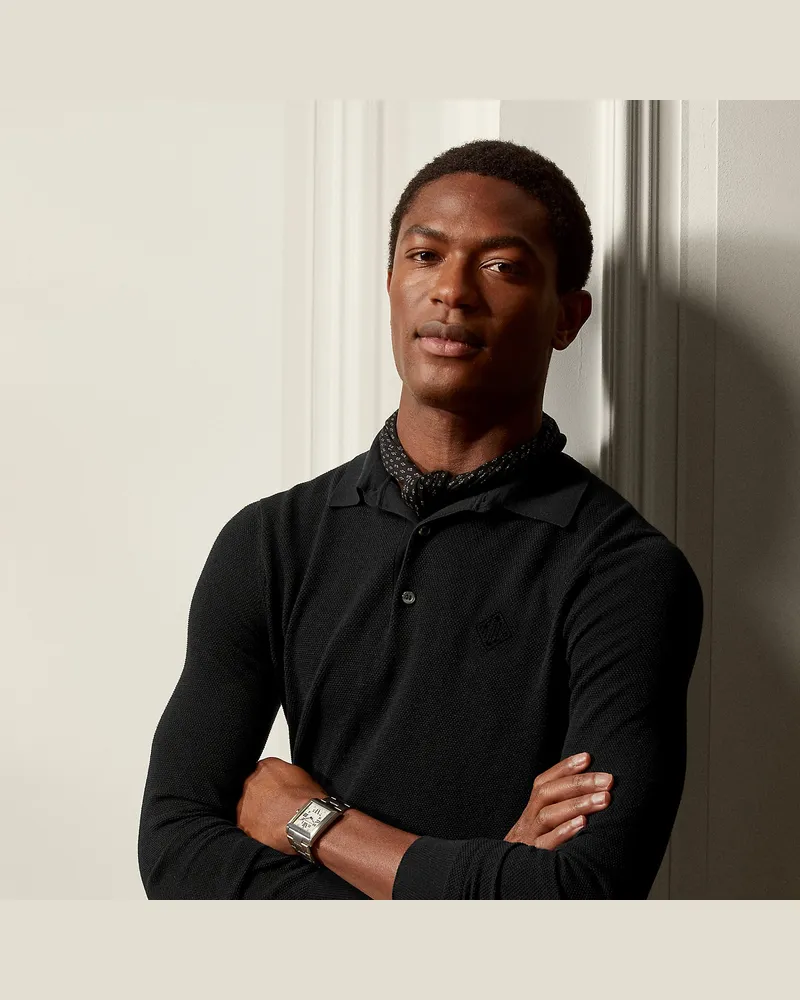 Ralph Lauren Pullover mit Monogramm und Polokragen Black