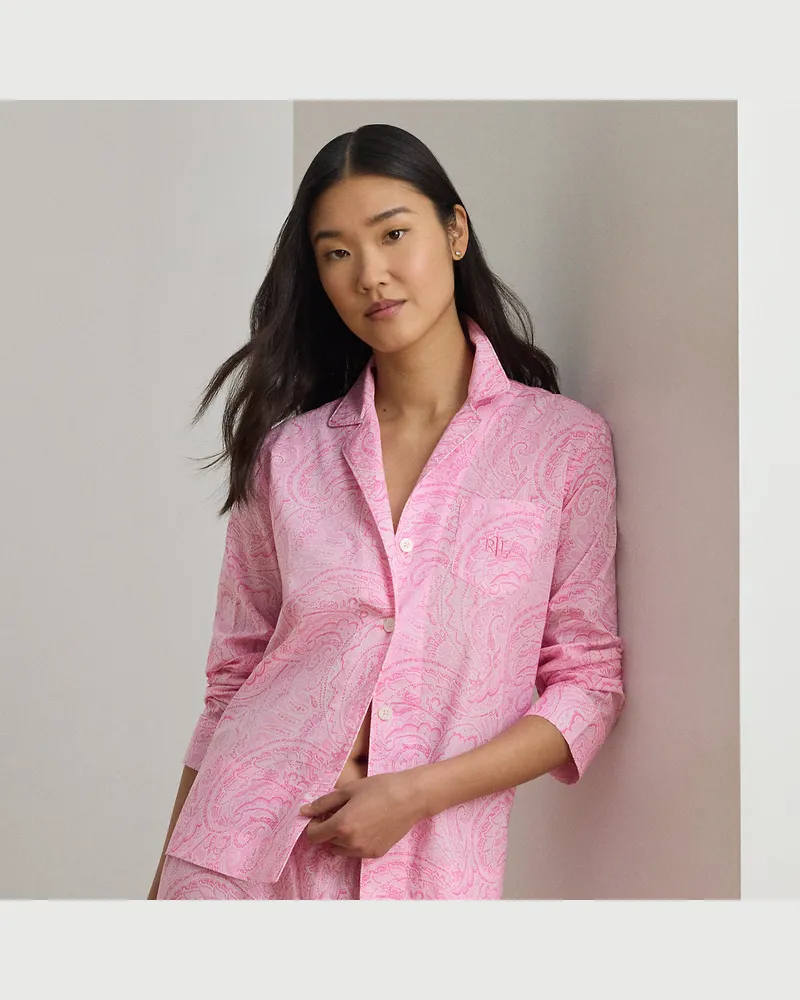 Ralph Lauren Batistpyjama mit Paisley-Motiv Pink