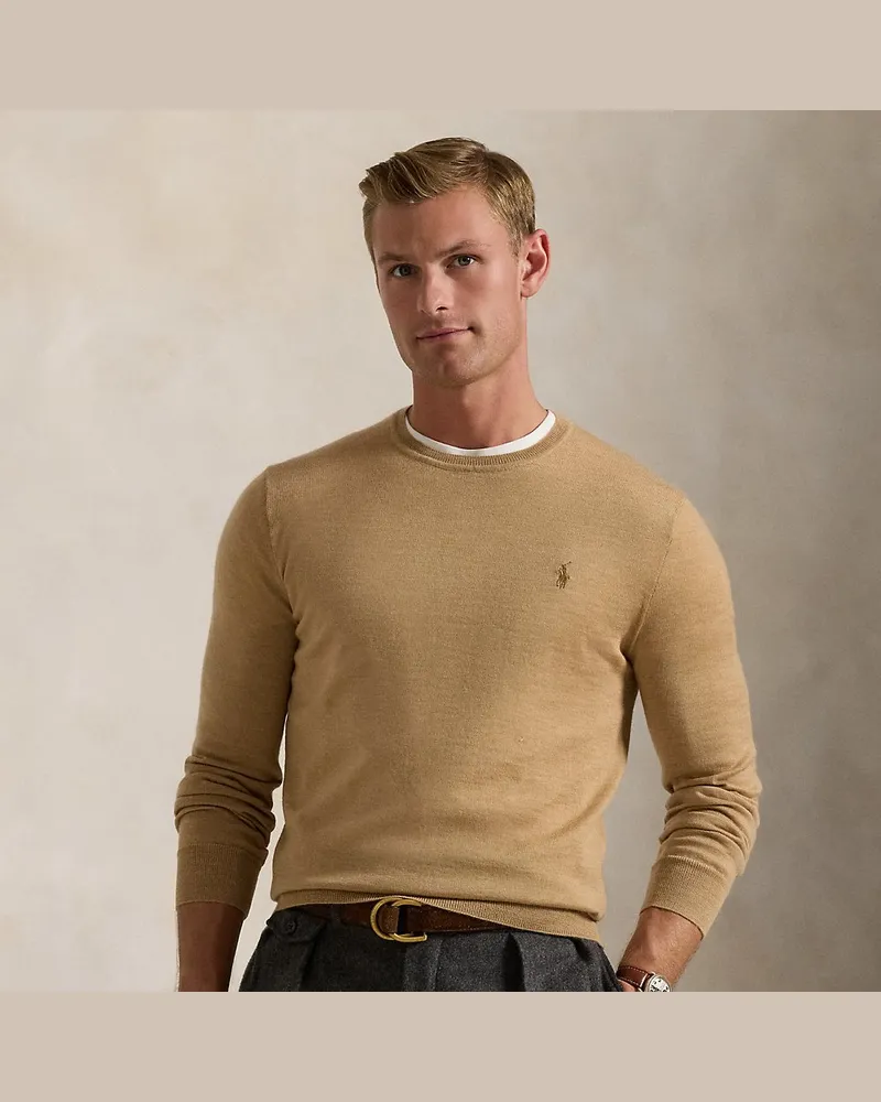 Ralph Lauren Slim-Fit Pullover aus waschbarer Wolle Tan