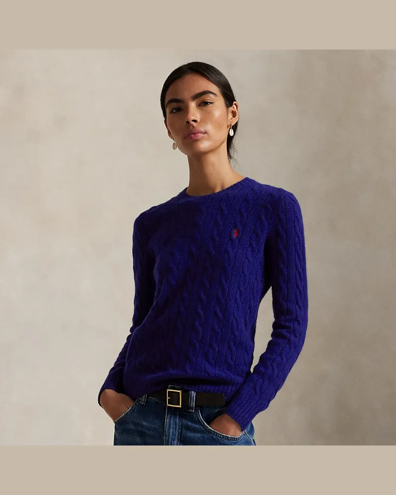 Ralph Lauren Woll-Kaschmir-Pullover mit Zopfmuster Blue