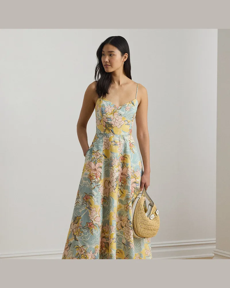Ralph Lauren Ärmelloses Midikleid mit Blumenmuster Cream