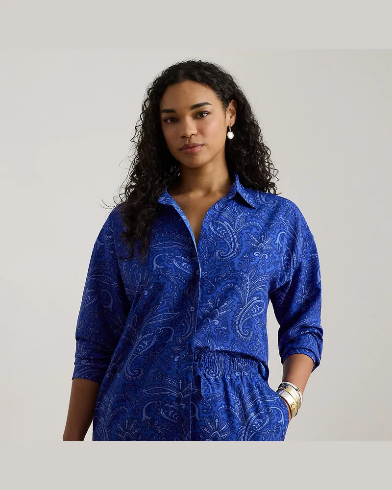 Ralph Lauren Plus Größen - Relaxed-Fit Crêpe-Hemd mit Paisley-Motiv Blue