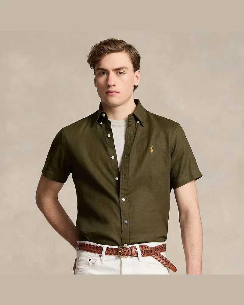 Ralph Lauren Custom-Fit Leinenhemd Green