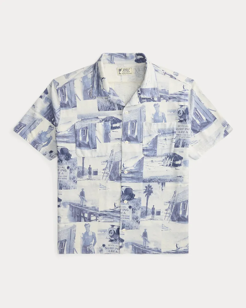 Ralph Lauren Freizeit-Kurzarmhemd mit Fotomotiv Blue