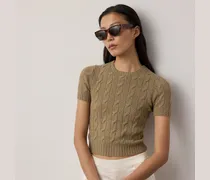 Kurzer Kaschmirpullover mit Zopfmuster