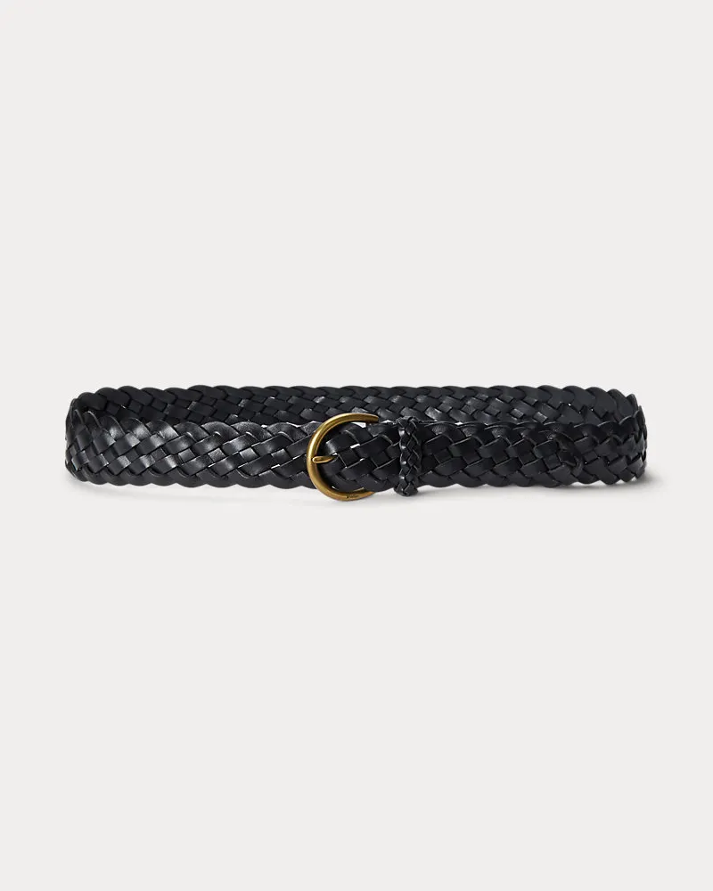 Ralph Lauren Geflochtener Gürtel aus Kalbsleder Black