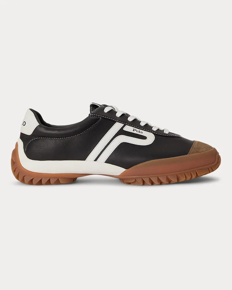 Ralph Lauren Niedriger Ledersneaker mit Profilsohle Black