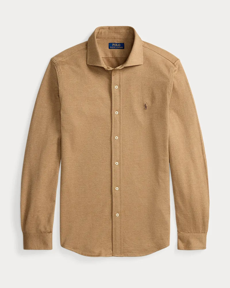Ralph Lauren Fischgrat-Hemd mit gespreiztem Kragen Brown