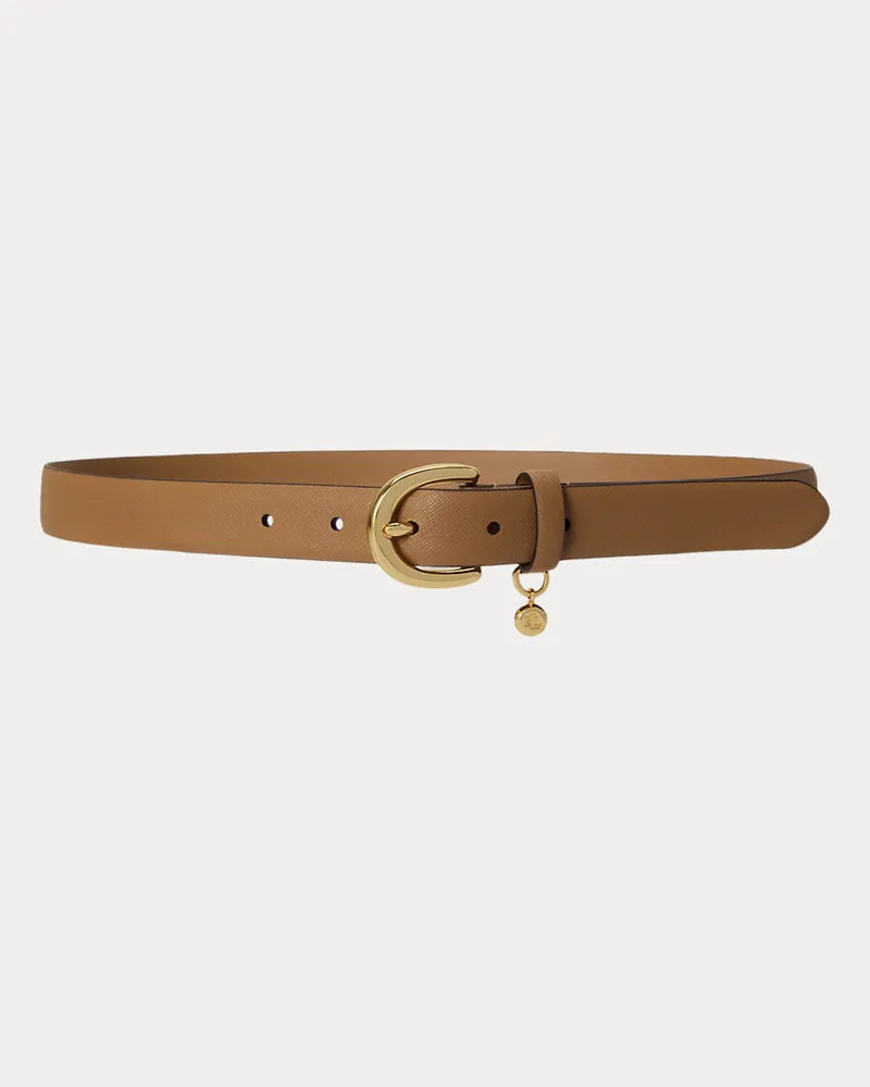 Ralph Lauren Gürtel aus Schraffurleder mit Anhänger Tan