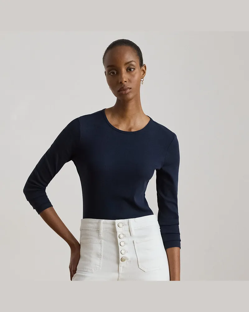 Ralph Lauren Langarm-T-Shirt aus Baumwollstretch Blue