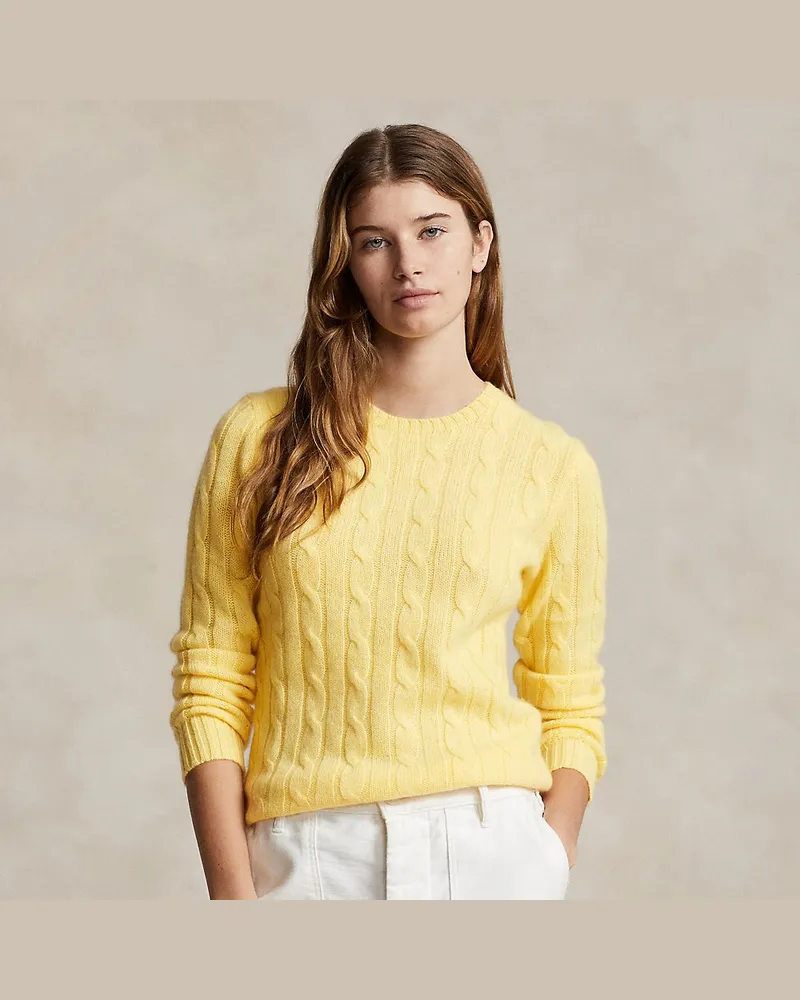 Ralph Lauren Kaschmirpullover mit Zopfmuster Yellow