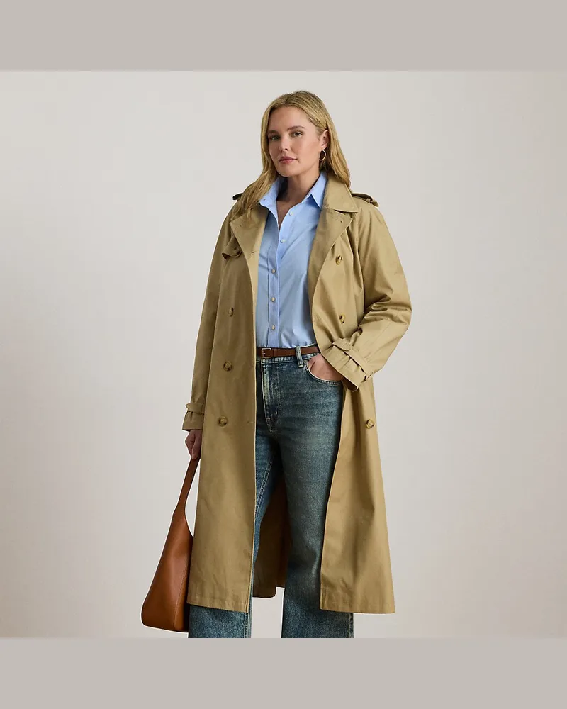 Ralph Lauren Plus Größen - Zweireihiger Trenchcoat mit Gürtel Tan