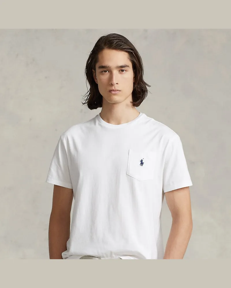 Ralph Lauren Classic-Fit Jersey-T-Shirt mit Tasche White