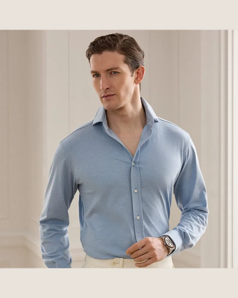 Ralph Lauren Hemd aus Piqué-Strick Blue