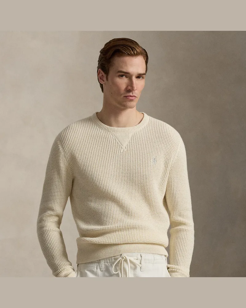 Ralph Lauren Woll-Baumwollpullover aus Waffelpiqué Tan