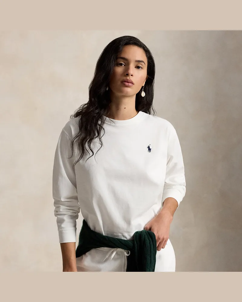 Ralph Lauren Langarm-T-Shirt Wimbledon mit Logo White