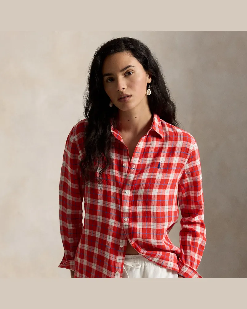 Ralph Lauren Classic-Fit Leinenhemd mit Karomuster Red
