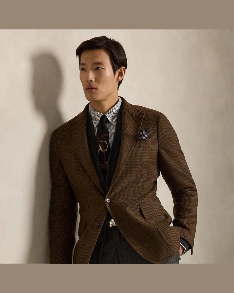 Ralph Lauren Modern-Fit Polo-Sakko mit Karomuster Brown