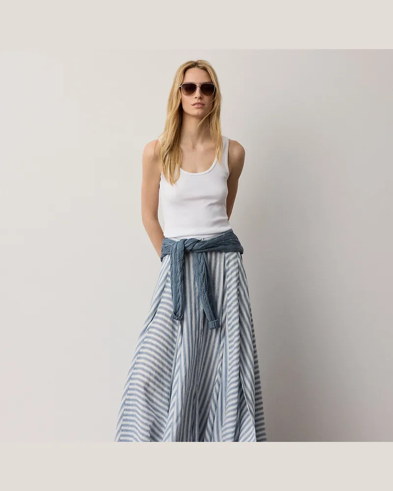 Ralph Lauren Gestreifter Maxirock Shamus aus Leinen Blue
