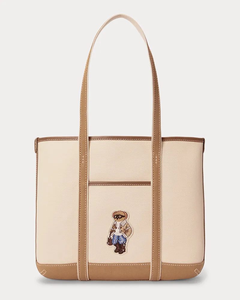 Ralph Lauren Kleine Shopper-Tragetasche mit Polo Bear Cream