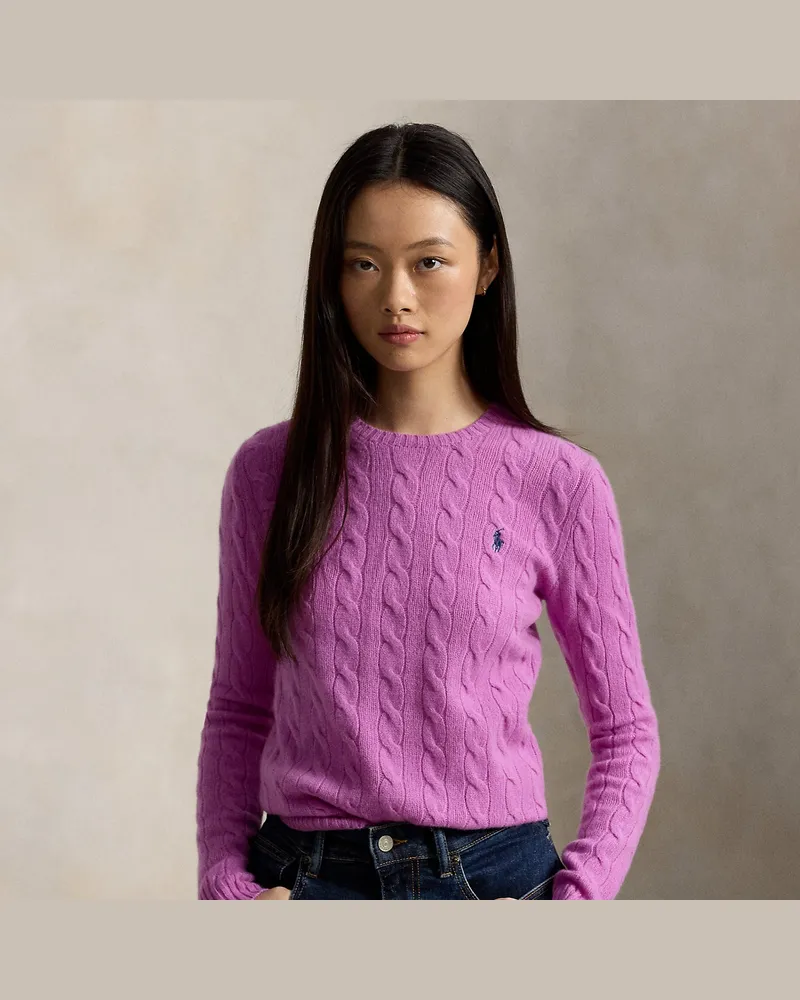 Ralph Lauren Woll-Kaschmir-Pullover mit Zopfmuster Pink