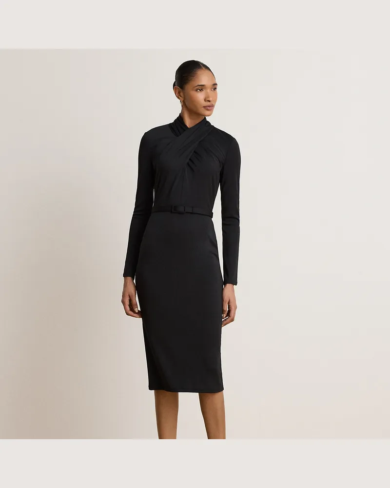 Ralph Lauren Kleid mit Gürtel und Halbrollkragen Black