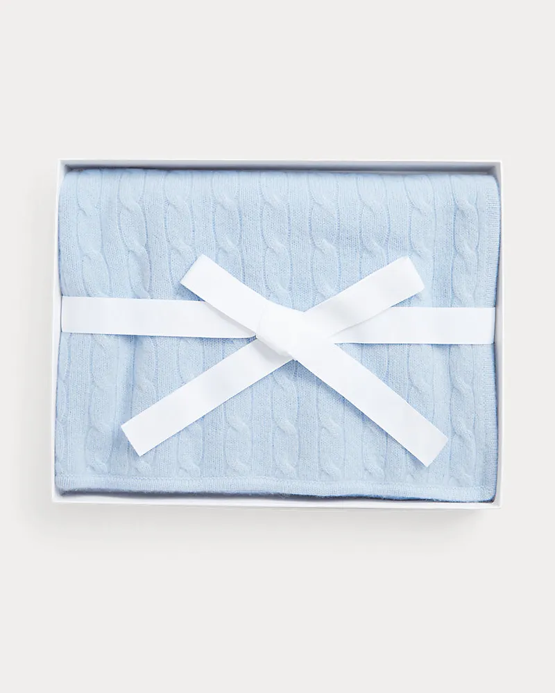 Ralph Lauren Kaschmirdecke mit Zopfmuster Blue