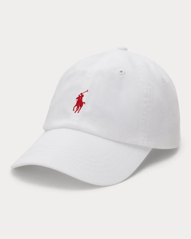 Ralph Lauren Klassische Baumwollchino-Baseballkappe White