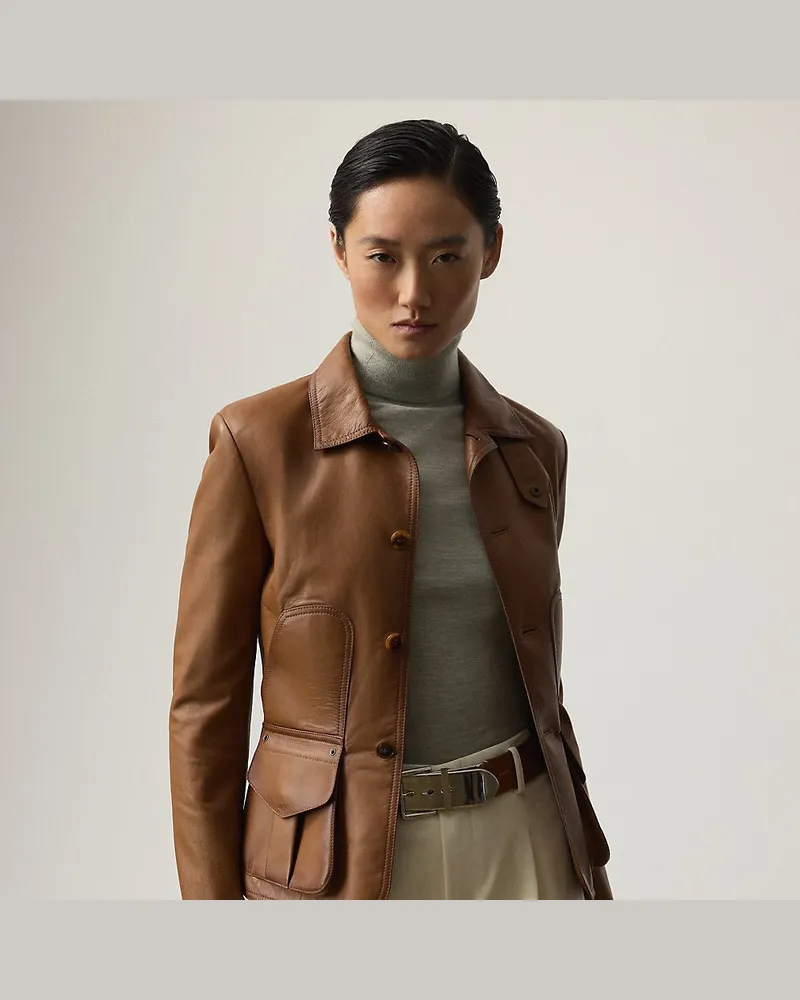 Ralph Lauren Jacke Naylor aus poliertem Lammleder Brown