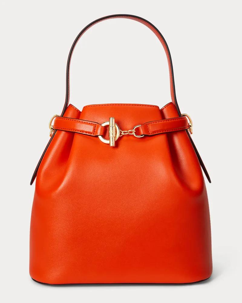 Ralph Lauren Mittelgroße Leder-Beuteltasche Blaike Orange