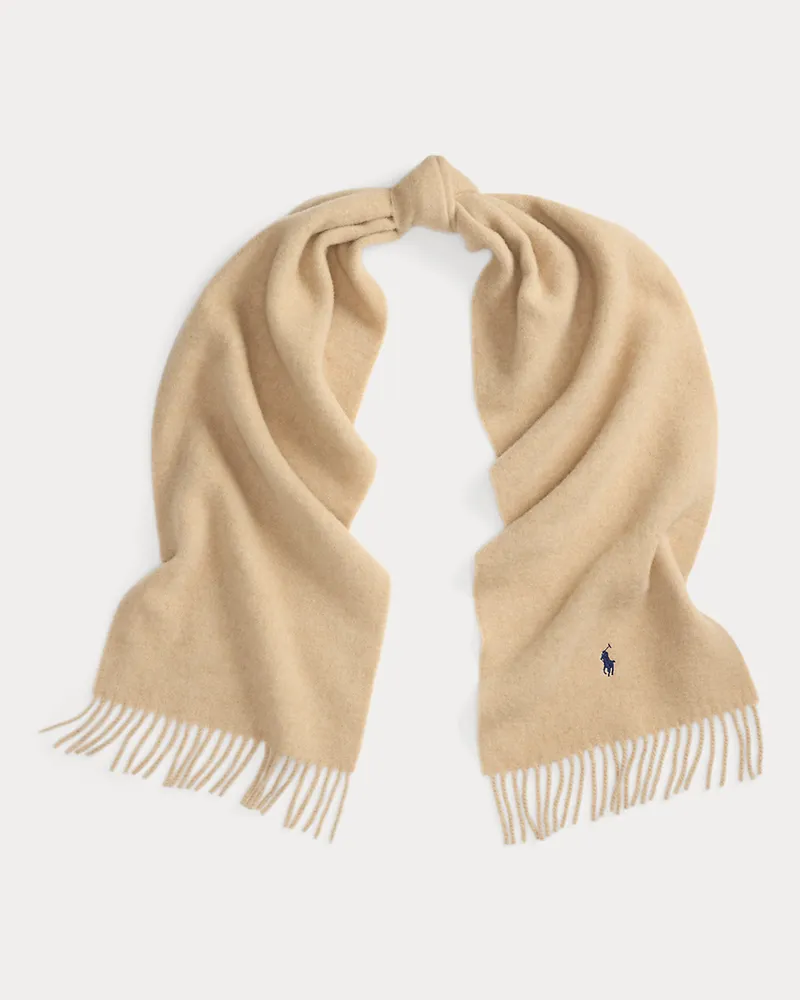 Ralph Lauren Wollschal mit Fransenbesatz Tan