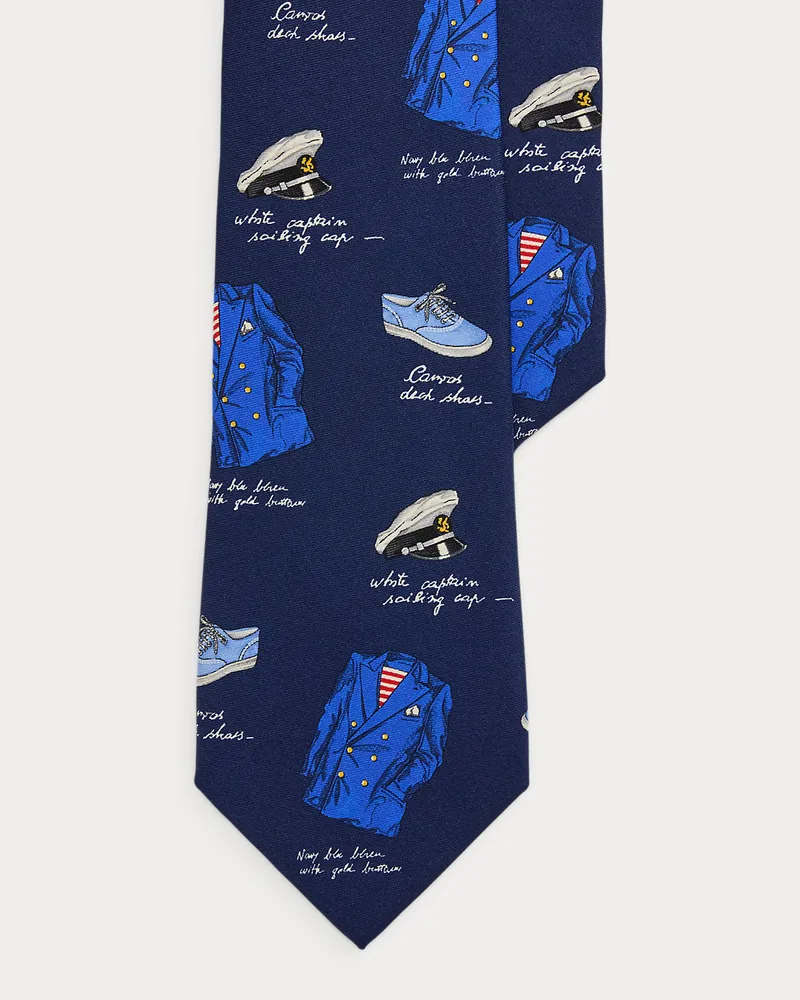 Ralph Lauren Seidenkrawatte mit maritimem Muster Blue