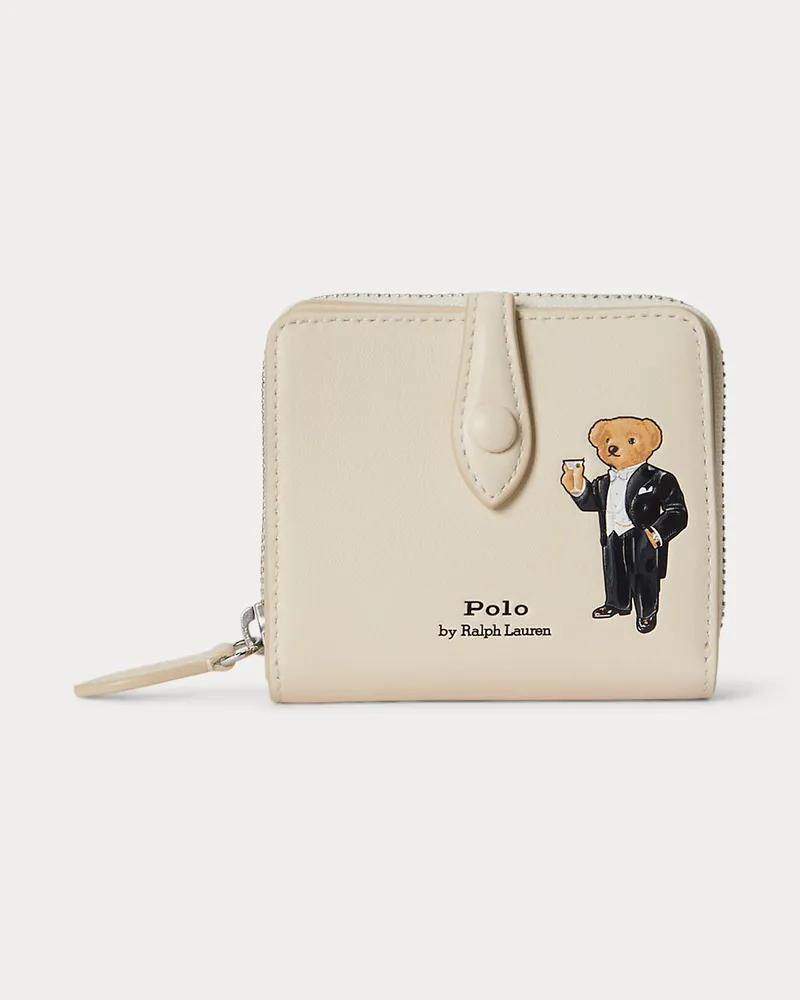 Ralph Lauren Kompakte Lederbrieftasche mit Polo Bear White