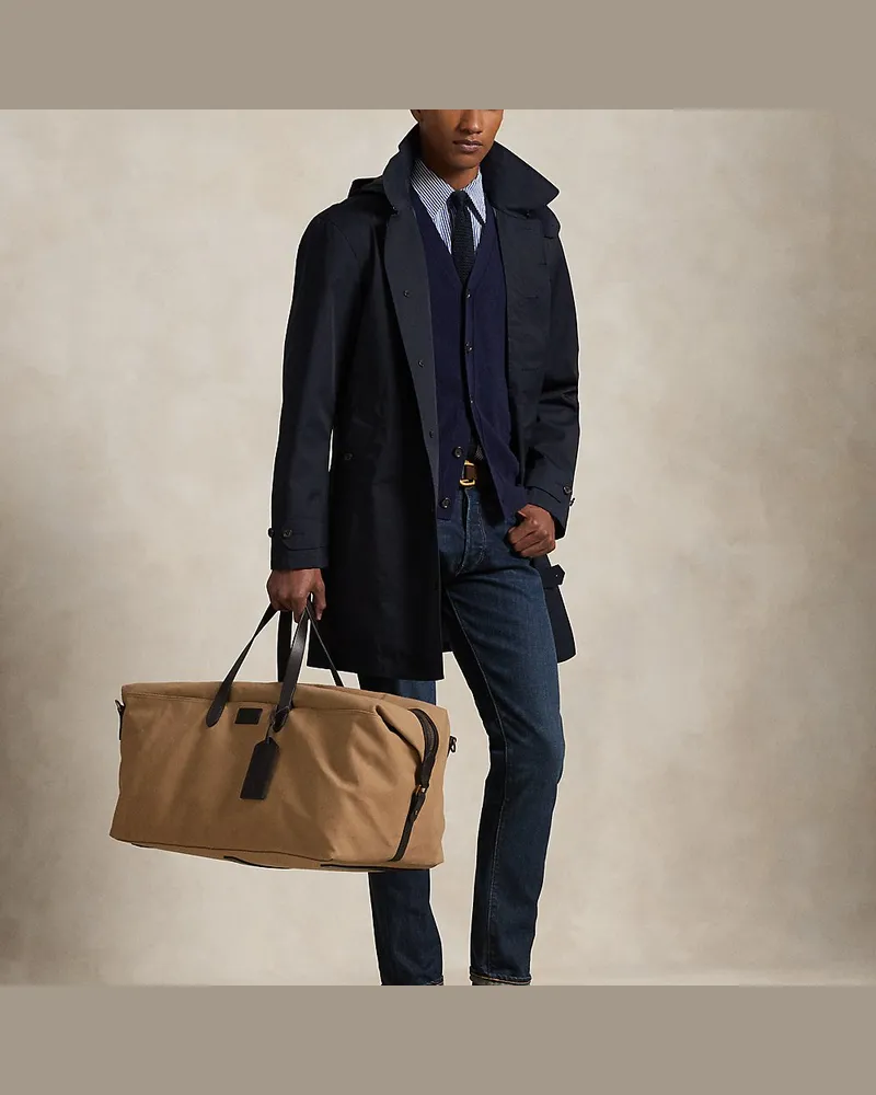 Ralph Lauren Segeltuch-Reisetasche mit Lederbesatz Tan