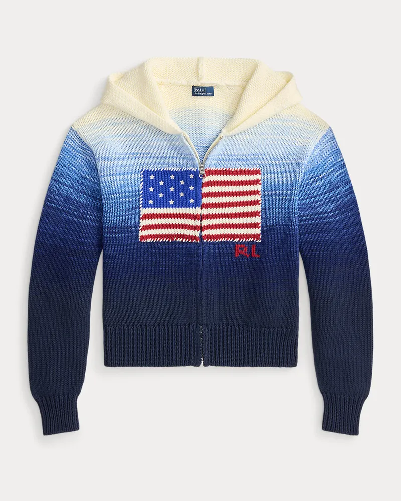 Ralph Lauren Ombré-Kapuzenjacke mit US-Flagge White