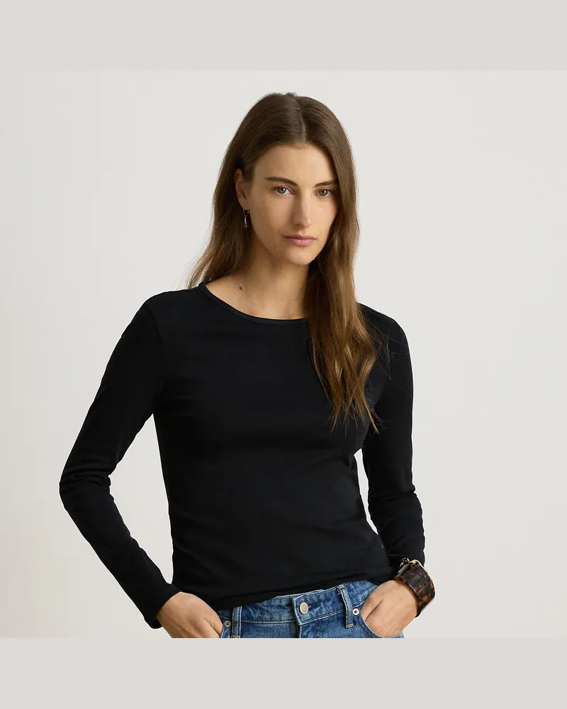 Ralph Lauren Langarm-T-Shirt aus Baumwollstretch Black