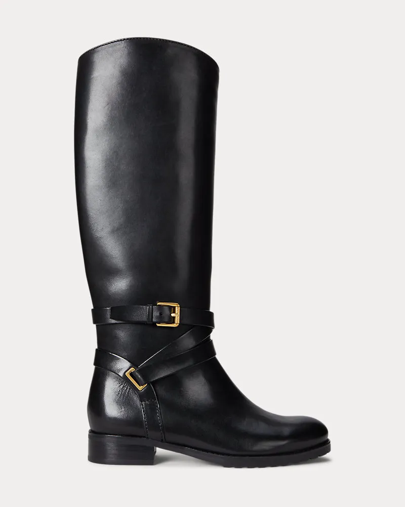 Ralph Lauren Hoher Lederstiefel Collins Black